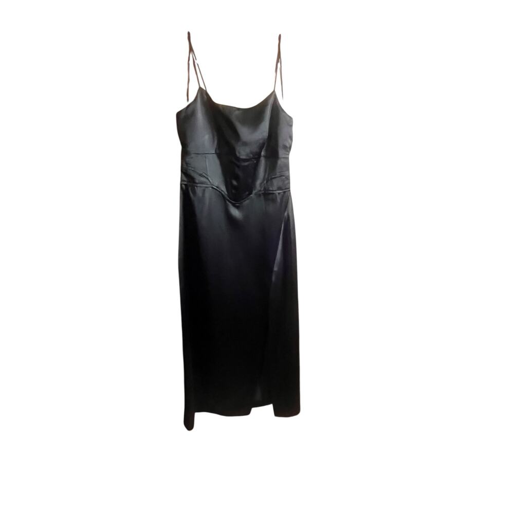 Jason Wu Satin Midi Dress Black Corset Bodice